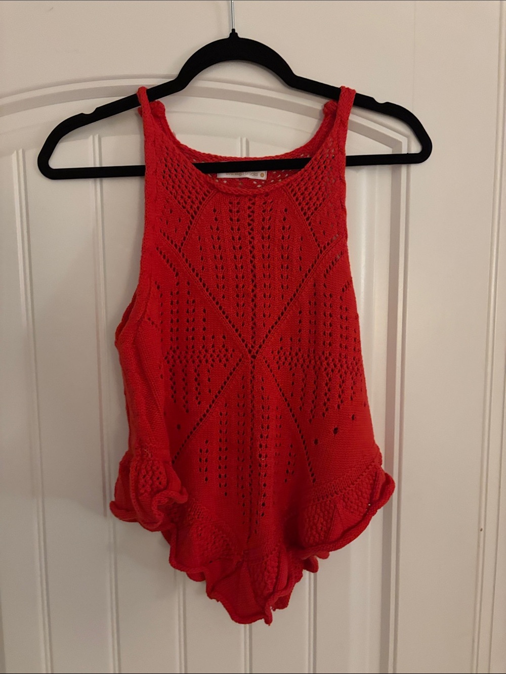 Lizard Thicket Red Knit Crochet-Style Sleeveless Camisole